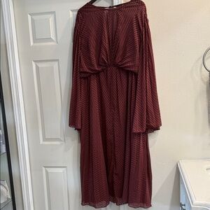 ASOS Curve Burgundy Long Sleeve Dress